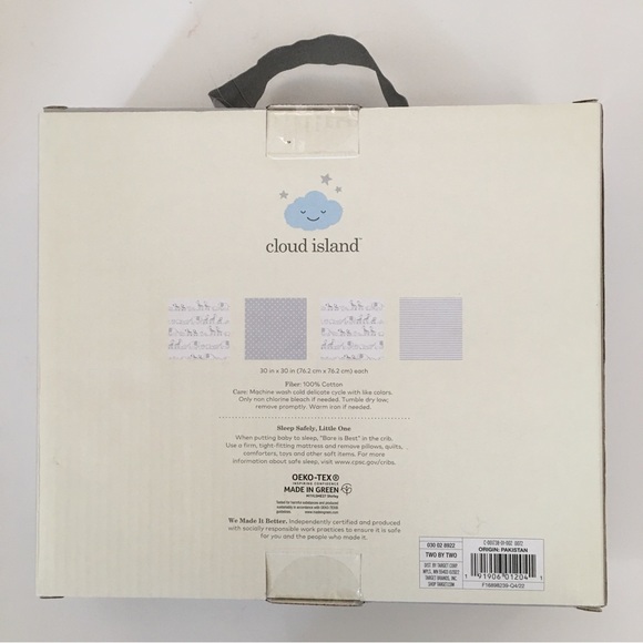 NEW 4 Cotton Flannel Receiving Blankets Polka Dot Stripe Elephant | Cloud Island - Picture 4 of 5